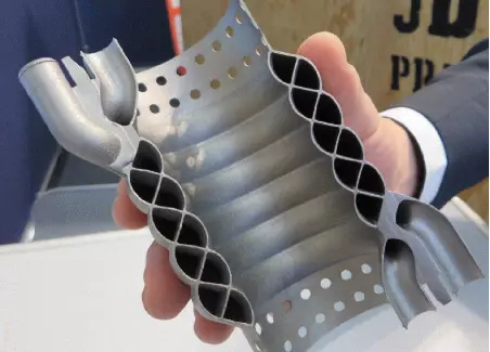 Afbeelding 5: titaan warmtewisselaar gemaakt m.b.v. een 3D-printer (foto Tomberg).