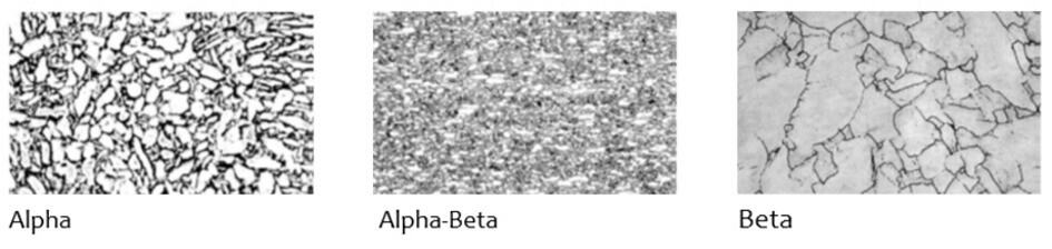 Afbeelding 2: microscopische opnamen van verschillende titaanstructuren.